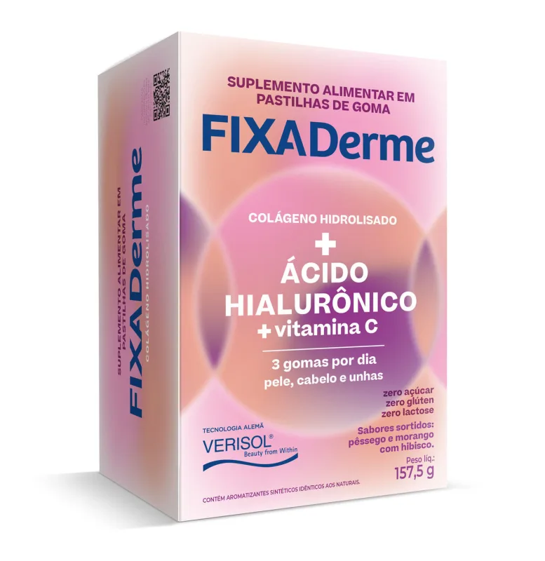 Suplemento Alimentar Sortido Fixa Derme Hialurônico Zero Açúcar 45 Gomas Mastigáveis - Fixaderme - Vida Saudável