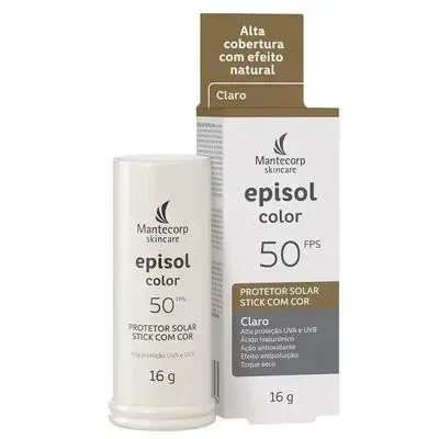 Protetor Solar Facial Episol Color FPS50 Claro Stick 16g - Mantecorp - Dermo E Beleza