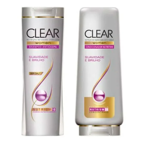 KIT SHAMPOO  CONDICIONADOR SUAVIDADE E BRILHO 400ML - CLEAR