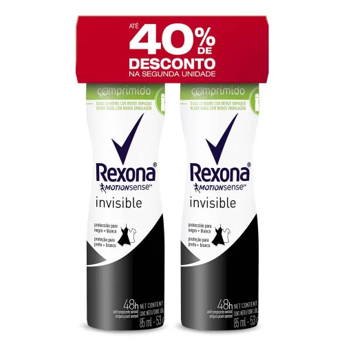 Kit 2 Desodorantes Aerosol Antitranspirante Invisible 170g Rexona - REXONA - Higiene E Beleza