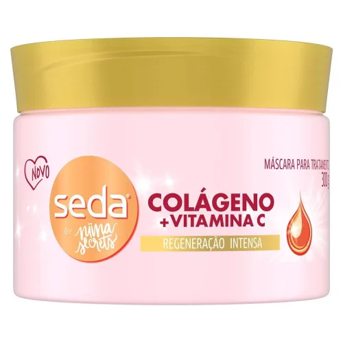 MÁSCARA DE TRATAMENTO SEDA COLÁGENO E VITAMINA C 300G - SECRETS - Dermo E Beleza