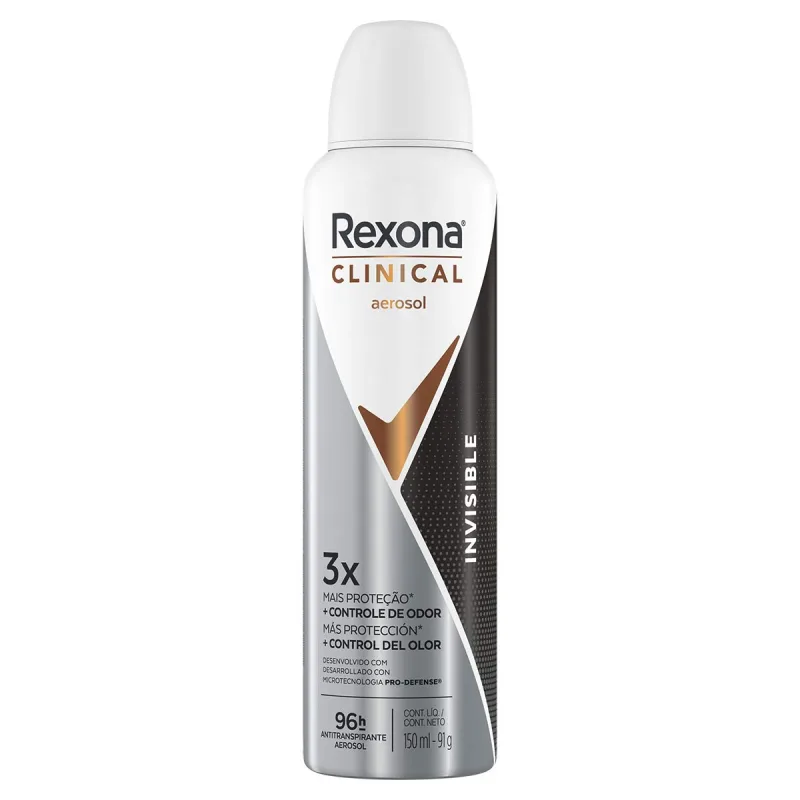 Desodorante Antitranspirante Rexona Clinical Invisible 150ml Aerossol - Rexona - Desodorante