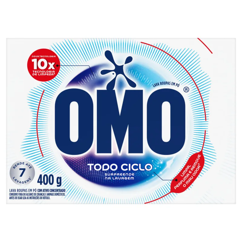 Lava-Roupas em Pó Omo Todo Ciclo Caixa 400g - OMO - Limpeza