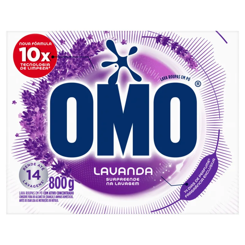 Lava-Roupas em Pó Omo 14 Lavagens Lavanda Caixa 800g - OMO - Limpeza