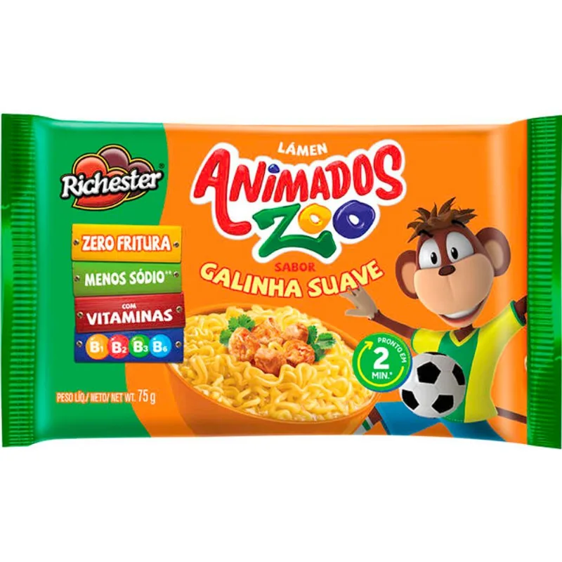 Macarrão Instantâneo Richester Animados Zoo Galinha 75g