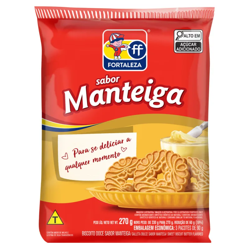 Biscoito Amanteigado Fortaleza Manteiga Pacote 270g - Fortaleza - Mercearia