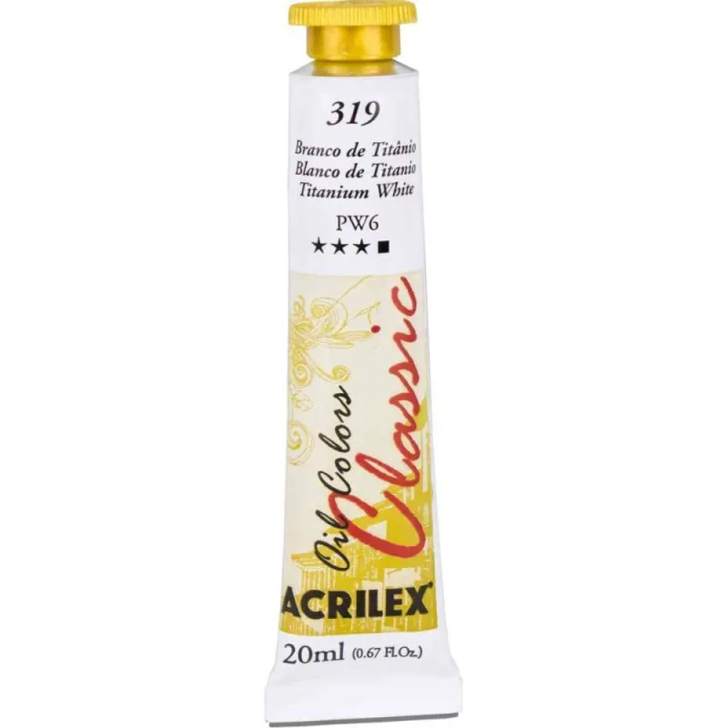 Tinta a Oleo OIL Colors 20ML Branco Titanio - Acrilex - Artesanato