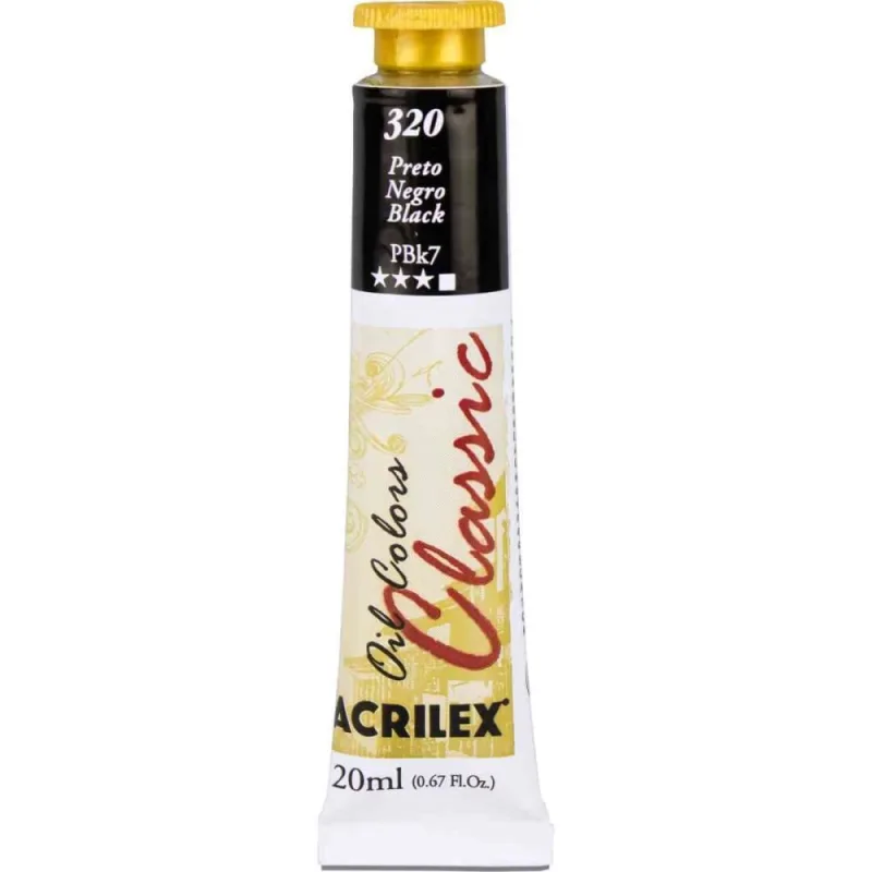 Tinta a Oleo OIL Colors 20ML Preto - Acrilex - Artesanato