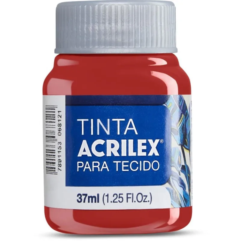 Tinta para Tecido Fosca 37ML Vermelho Tomate - Acrilex - Artesanato