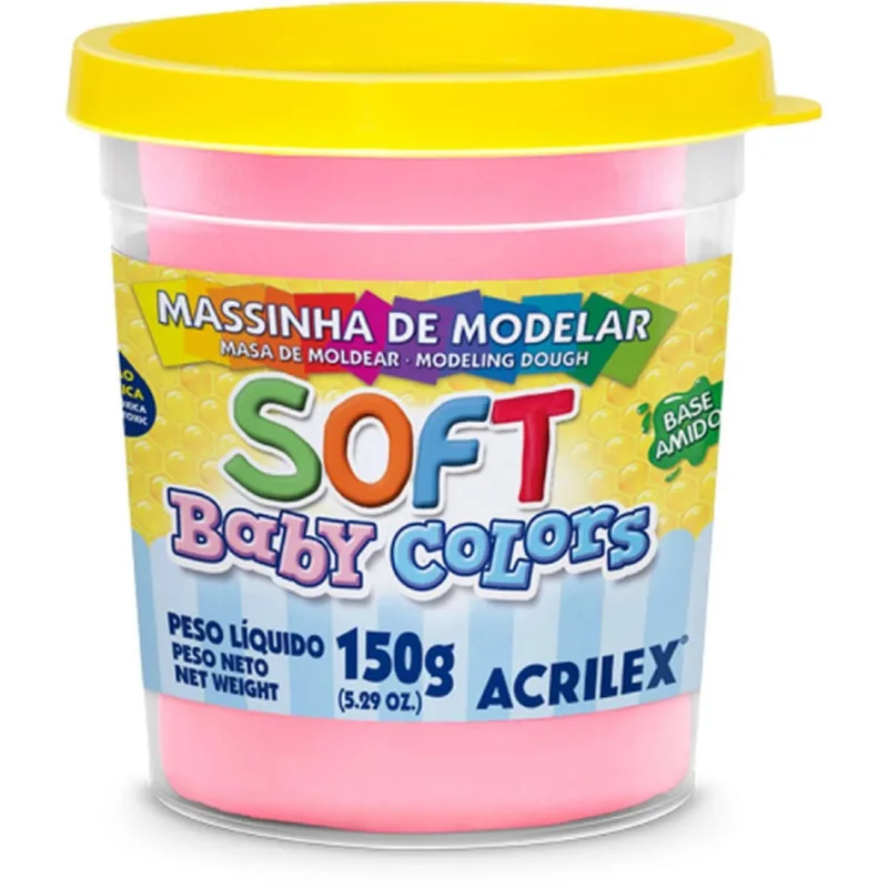 Massa Para Modelar Soft 150g. Rosa Bebe Bs Amido Acrilex Pote