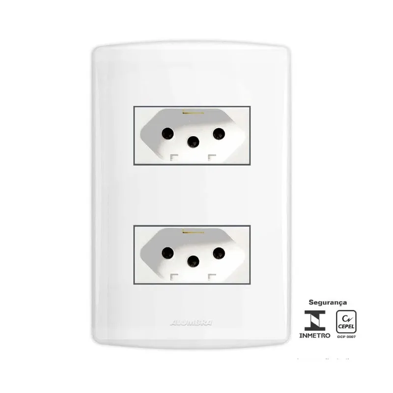 Conjunto de 2 tomadas 10A duplex branco brava Iriel