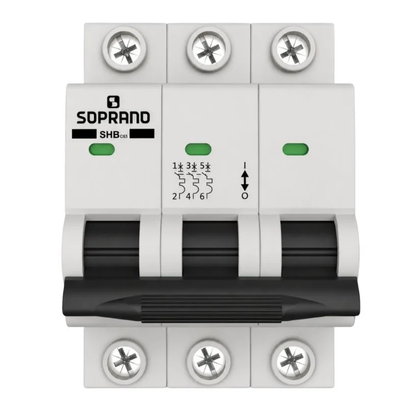 Mini Disjuntor Tripolar 32A Curva C SHB Soprano Mini Disjuntor Tripolar 32A Curva C 3KA SHB Soprano