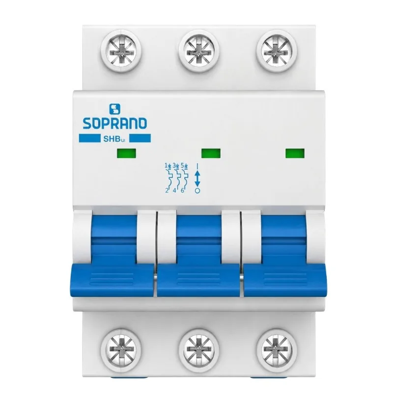 Mini Disjuntor Tripolar 40A Curva C SHBLII Soprano Mini Disjuntor Tripolar 40A Curva C 6KA SHB Soprano