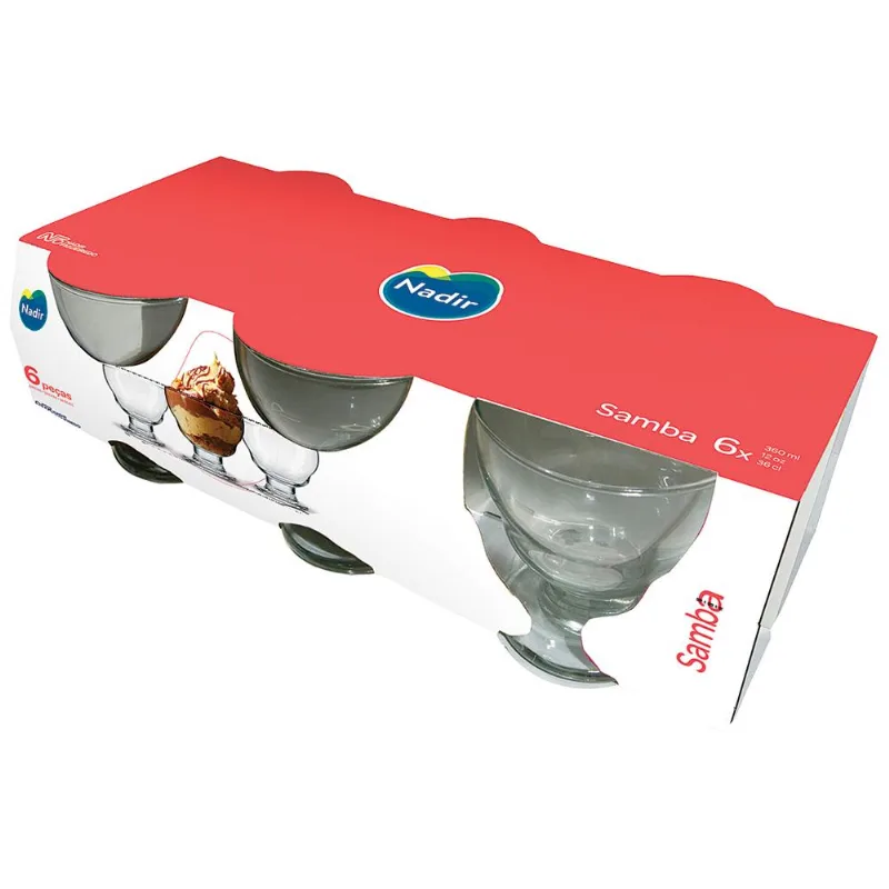 Conjunto de Taças de Sobremesa Vidro Nadir Samba 6 Peças