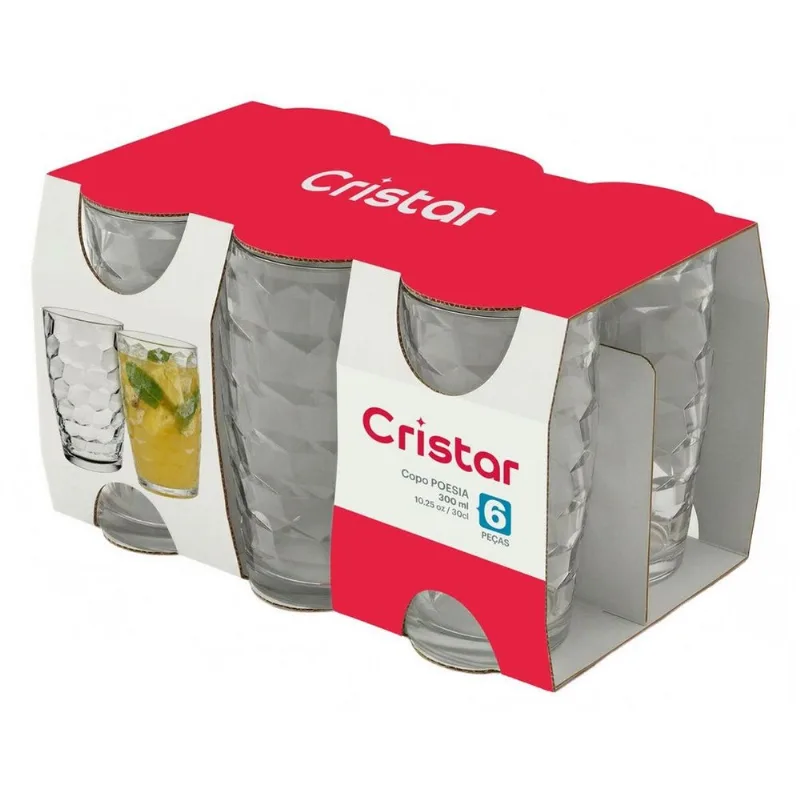 Jogo de Copo Cristar Poesia 300ml com 6 Unidades