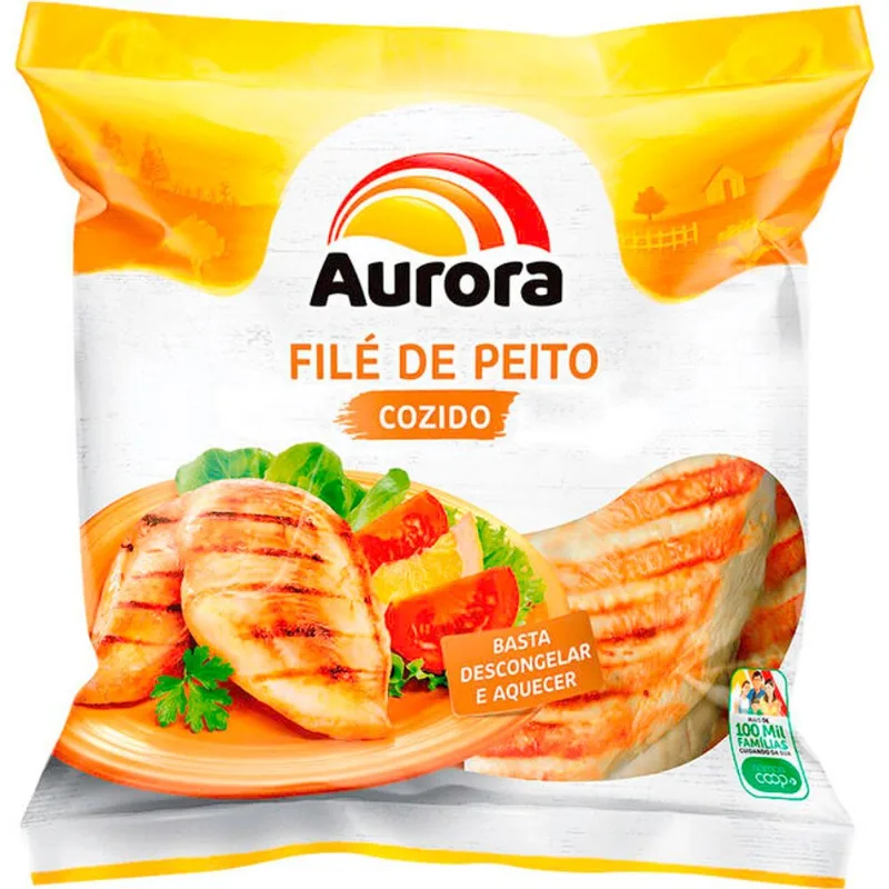 Filé de Peito de Frango Aurora Cong. Cozido e Temp. 1,5kg