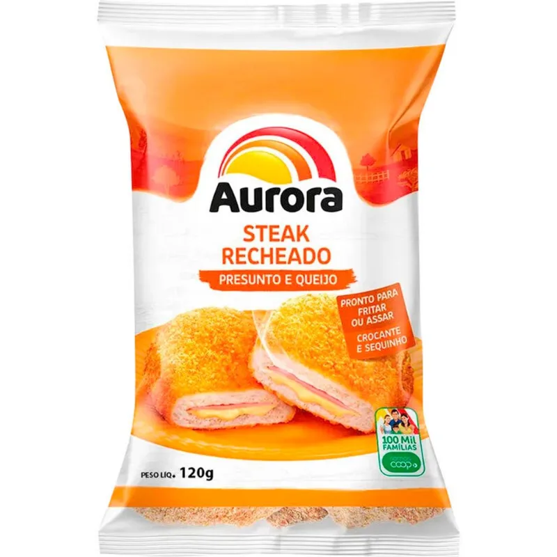 Steak de Frango Aurora Congelado Recheado 120g