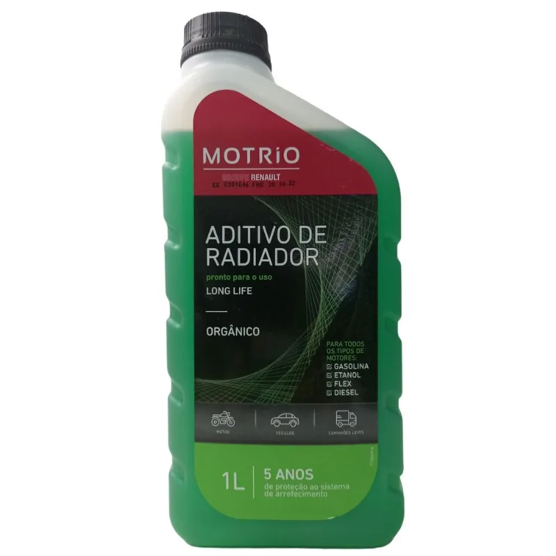 Aditivo para Água do Radiador Renault/Motrio Pronto para Uso Orgânico Long Life Coloração Verde 1L
