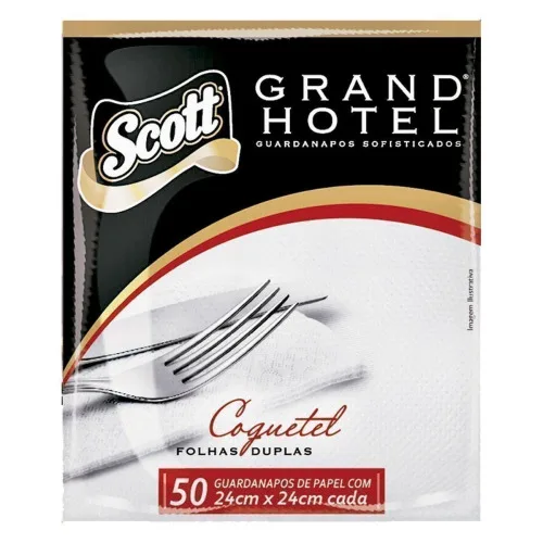 Guardanapo De Papel Folha Dupla Scott Grand Hotel 24cm X 24cm - SCOTT