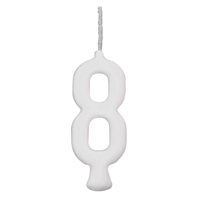 Vela Parabens Branco Numero 8 - 1 Unidade