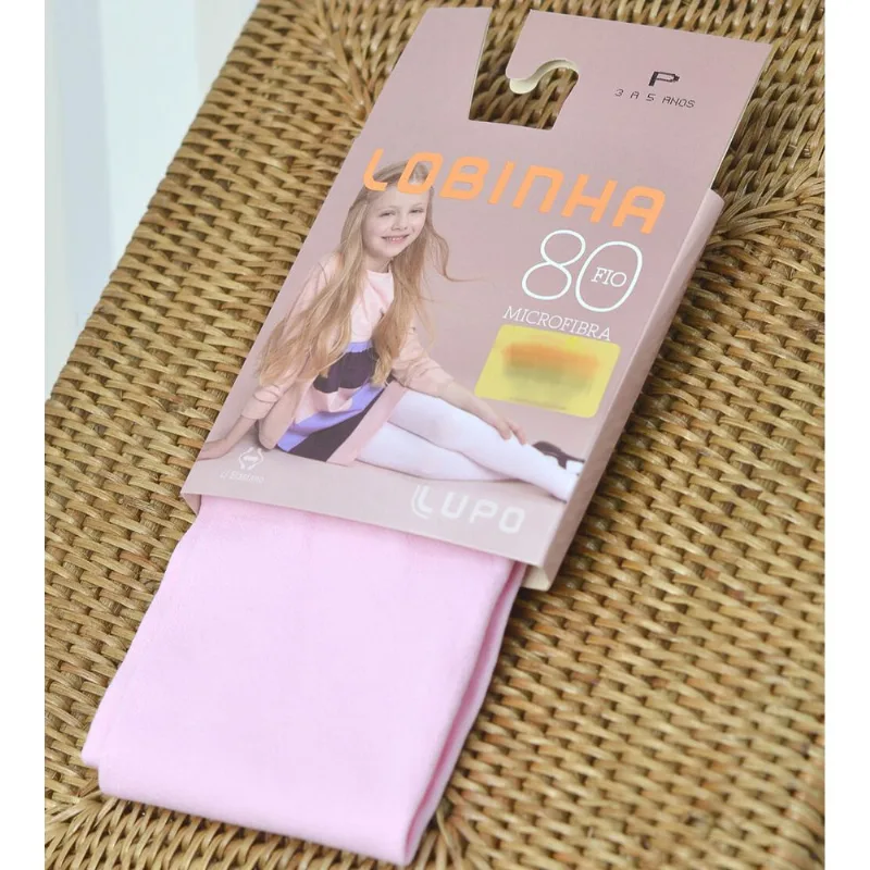 Meia Calça Lobinha Fio 80 Microfibra Rosa De 0 a 12 anos Rosa - PP