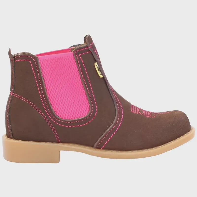 Botina Infantil F1000 Nobuck Café Rosa