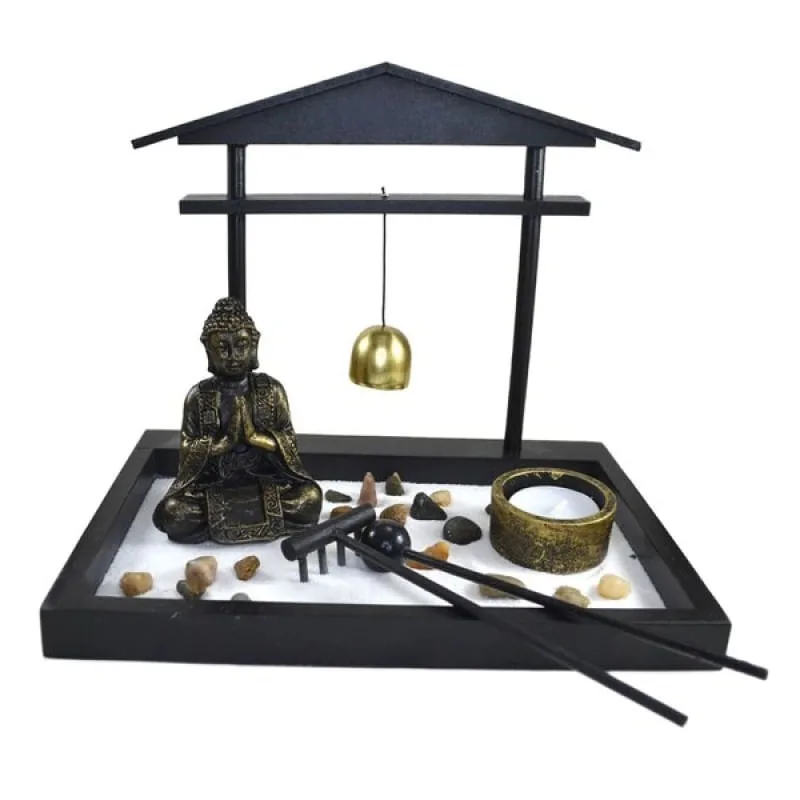 Terrário Bandeja Areia Altar Jardim Zen Decorativo Porta Vela Madeira 18cm - Genérico - Utilidades Domesticas