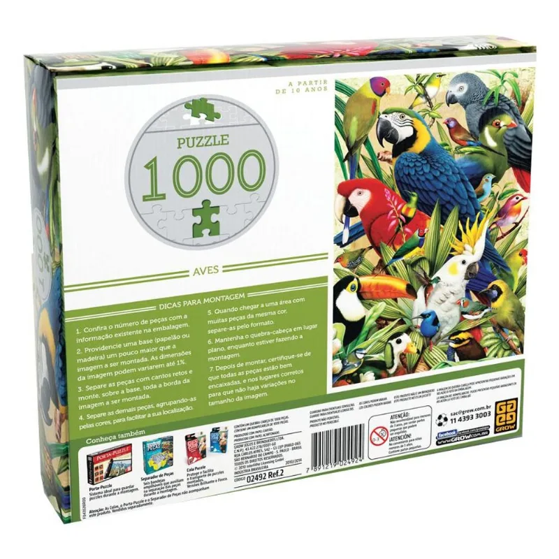 Quebra-Cabeça Aves 1000 Peças - Grow