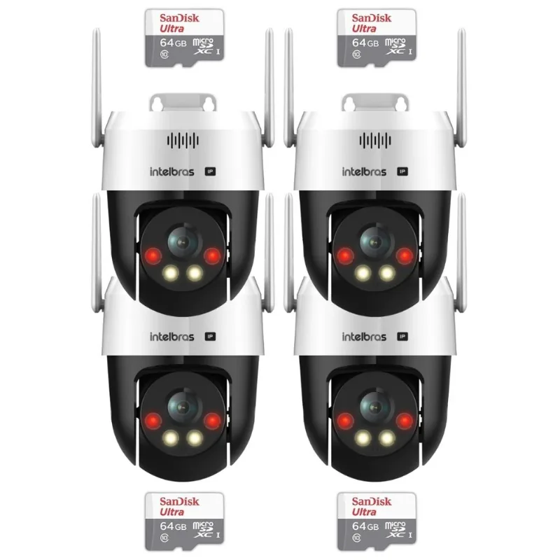 Kit 4 Câmeras Ip Vipw 1300 Mini Intelbras Wi-Fi Cartão 64gb