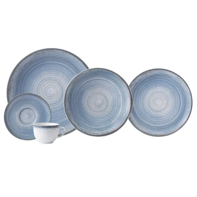Aparelho De Jantar 20 Peças Esfera Azul Celeste Schmidt - schmidt - Agro