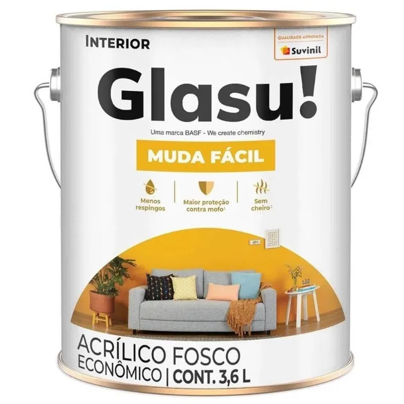 Tinta Acrílica Muda Fácil Foto Antiga 3,6 Litros Glasu 50748413 Suvinil Tinta Acrílica Muda Fáci