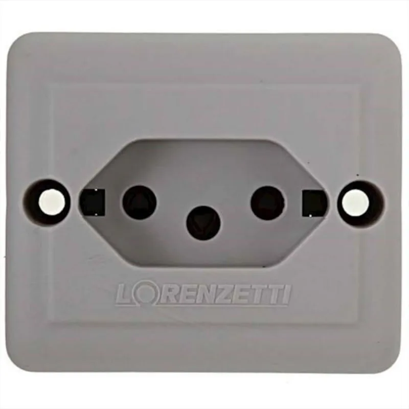 Tomada 2p+t Pb 20a Retangular Sobrepor Cinza - 1713020 - Lorenzetti Tomada 2p+t Retangular Sobrepor Cinza 20a