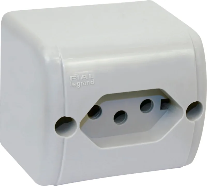 Tomada de sobrepor 2 pinos + terra NBR 20 A cinza 009998 - PIAL - PIAL - Material Elétrico