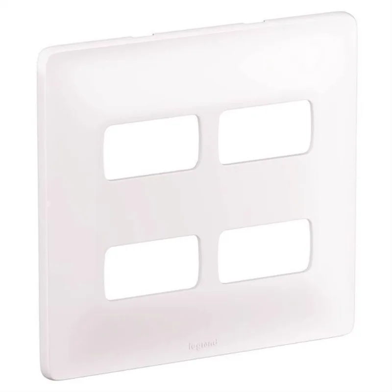 Placa 2+2 Postos Separados com Suporte Zeffia Legrand 680175 4x4 Branco