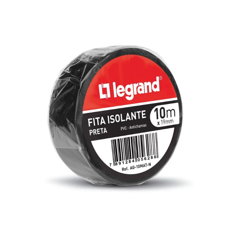Fita Isolante 10Mx19Mm Classe C Preta Ag 10Mat N Legrand