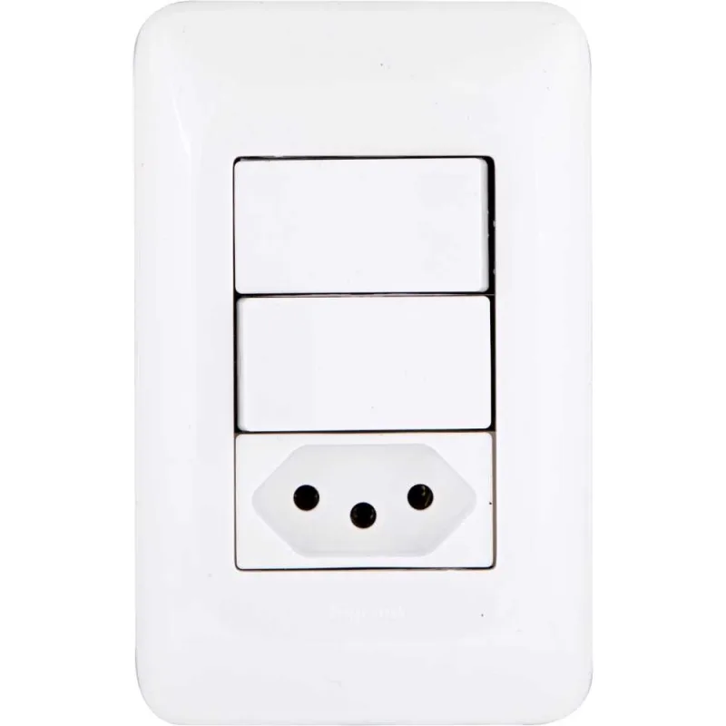 Conjunto com 2 Interruptores Simples e Tomada 2P+T 10 A LGX113 - PIAL POP - PIAL