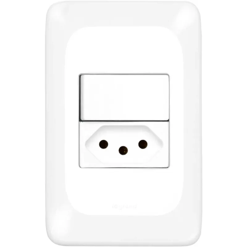 Conjunto com 1 Interruptor Paralelo e 1 Tomada 2P+T 10A LGX202 - PIAL POP - PIAL - Material Elétrico