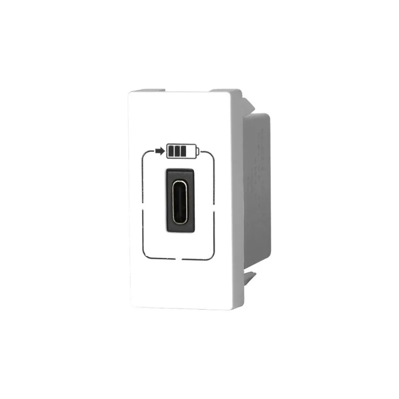 módulo carregador 1 usb tipo c branco pial