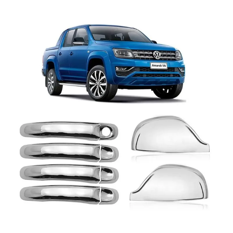 Kit Aplique Capa Cromada Retrovisor Maçanetas Vw Amarok 2010