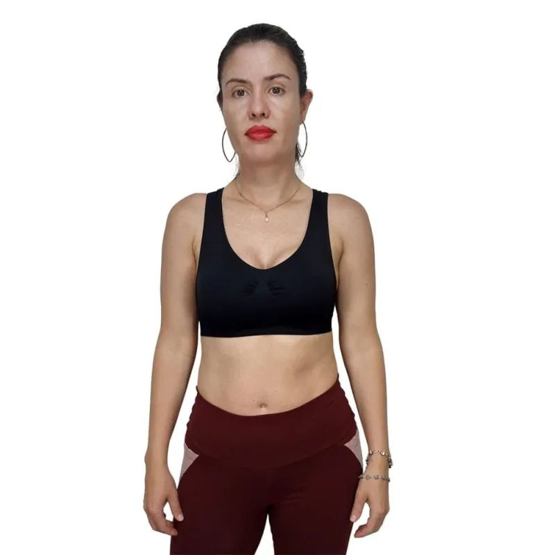Top Selene Sem Costura Nadador Preto Feminino - Selene - Moda