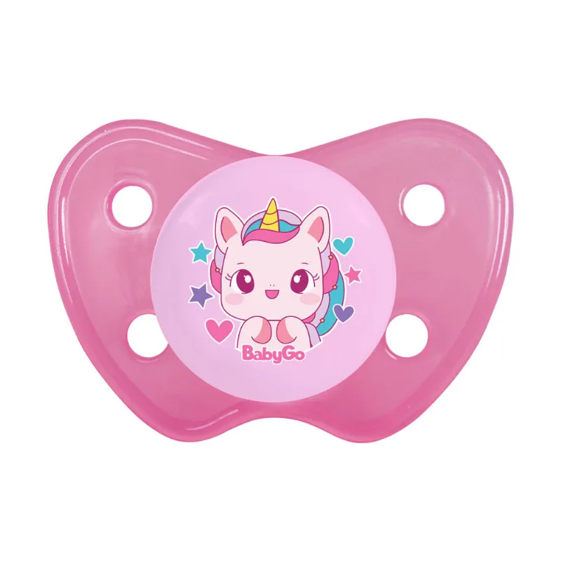 Chupeta T1 NK II Unicórnio Rosa Menina Com Bico Silicone Ortodontico de 0 a 6 Meses BabyGo