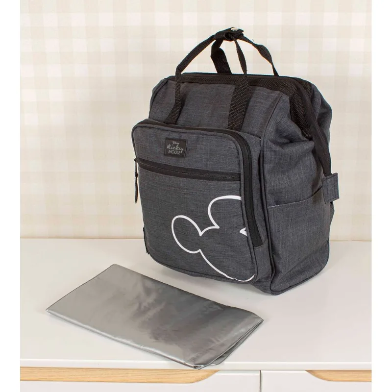 Mochila Baby Bag G Com Trocador Mickey Cinza