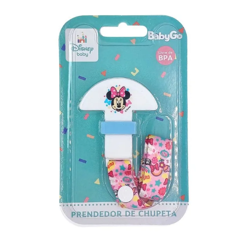 Prendedor de Chupeta PP Universal BabyGo Fita Colorida Minnie