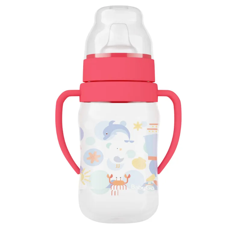Super Copo Treinamento 300ml C/ Alça e Bico Flexível Fundo do Mar Vermelho FUN BabyGo