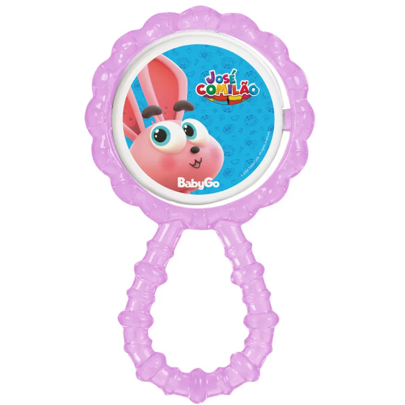 Chocalho Mordedor P/ Bebe Macio Flexível Rosa José Comilão BabyGo