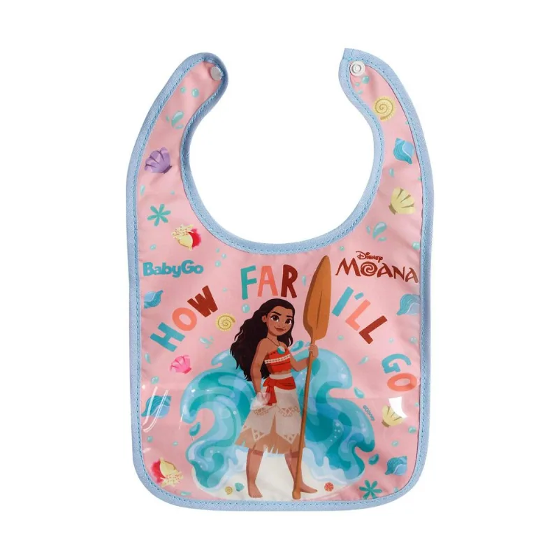 Babador Bebe Infantil Impermeável Multiuso Divertido Moana Princesas Disney BabyGo