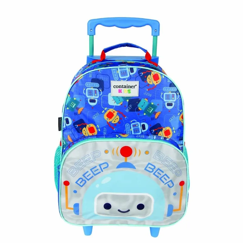Mala Escolar G com Rodinhas Infantil Menino Robots Beep Beep Container Kids