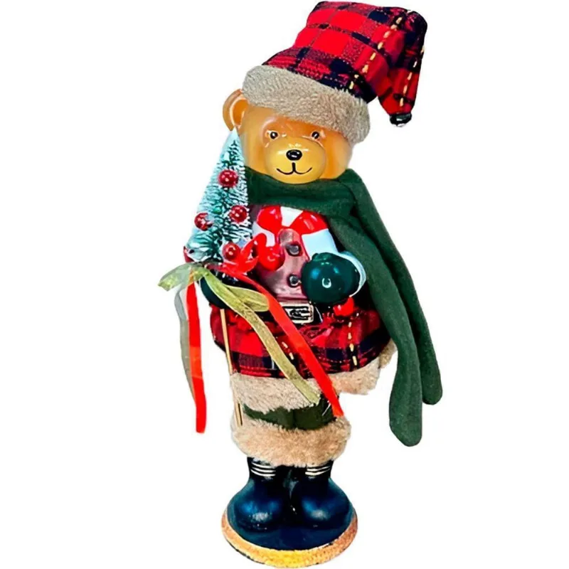 Enfeite Natalino Urso árvore Natal Decoração Estatueta 34cm