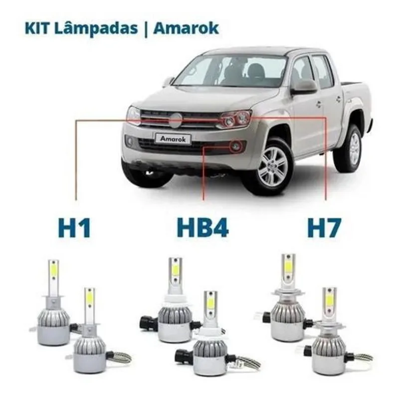 Kit Super Led Amarok 2011/2014 - Farol Alto, Baixo Milha