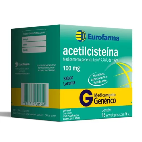 Acetilcisteina 100mg 16env Euro - EURO - Farmácia